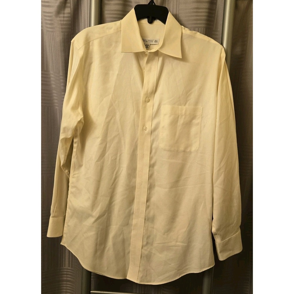 Joseph & Feiss Men's Pale Yellow 15.5 32/33 Long Sleeve Button-Down Shirt Medium
